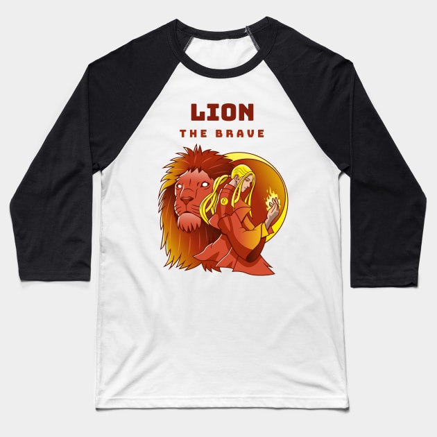 LION THE BRAVE Baseball T-Shirt by Creativity Haven